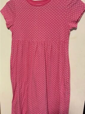 LANDS' END Girls' Pink Floral Short-Sleeve Dress